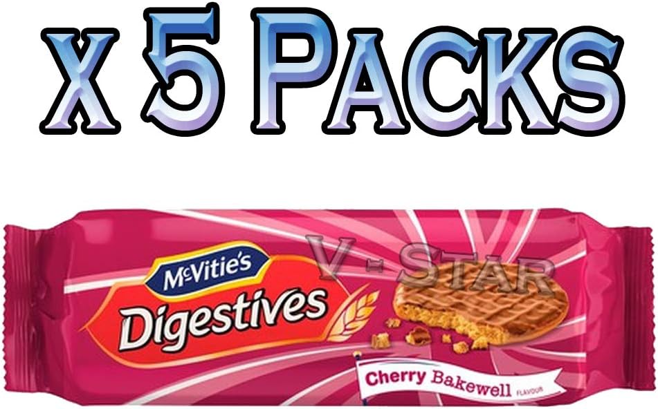 MCVITIE'S DIGESTIVES Milk Chocolate Biscuits Packs (Cherry Bakewell, 5)