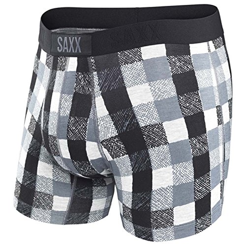 Saxx Mens Vibe Modern Fit Boxers Underwear Medium Heather Lumberjack Plaid