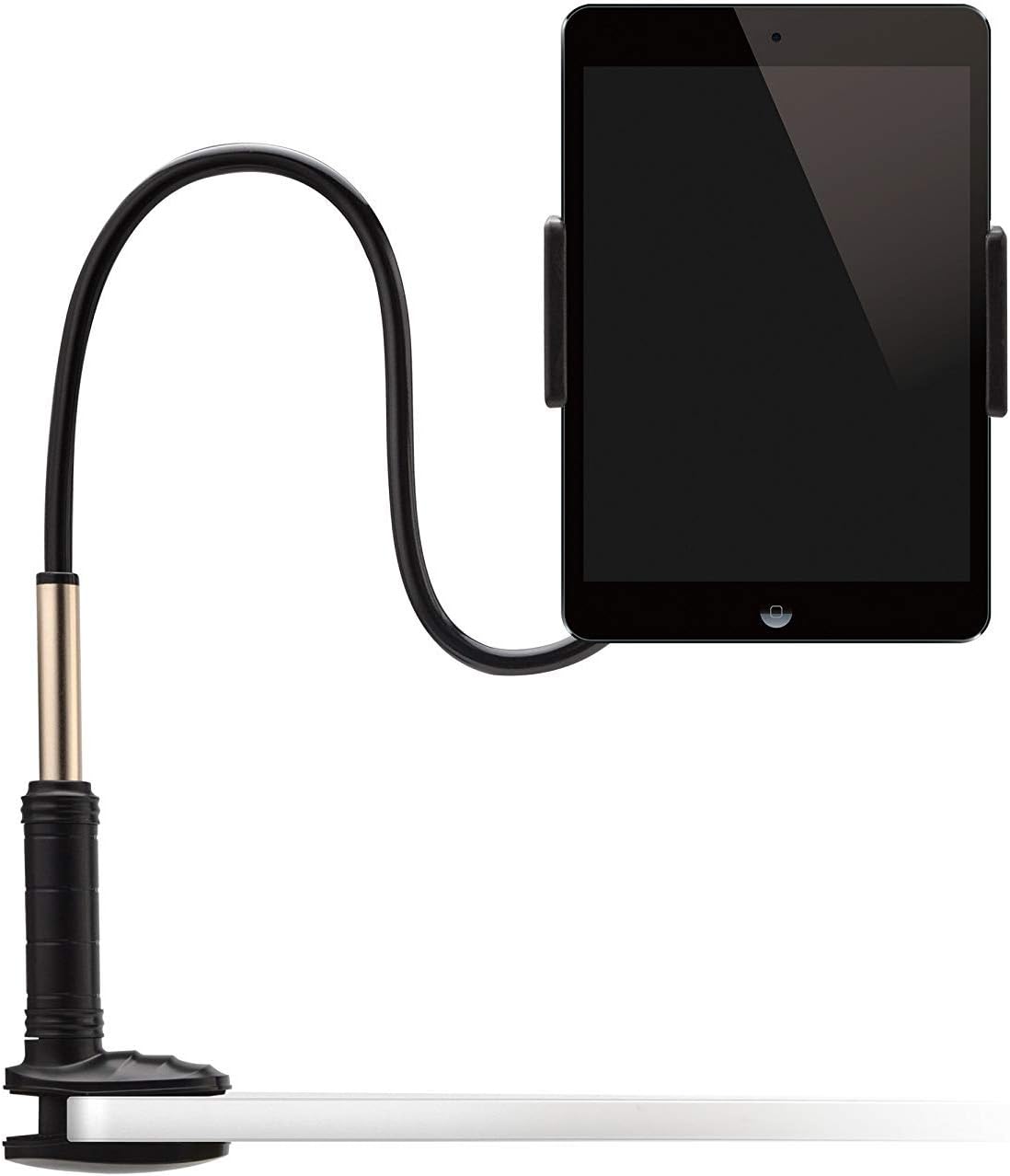Foraco Mobile Phone and Tablet Holder Flexible and Adjustable Gooseneck Metal Stand for 4-14 Inch iPhone, Android Smartphone, Clamp for MAX. 75CM Black