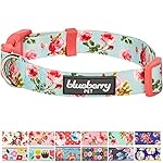 Blueberry Pet 11 Patterns Spring Scent Inspired Floral Rose Print Turquoise Dog Collar, Small, Neck 12"-16", Adjustable Collars for Puppies & Small Dogs