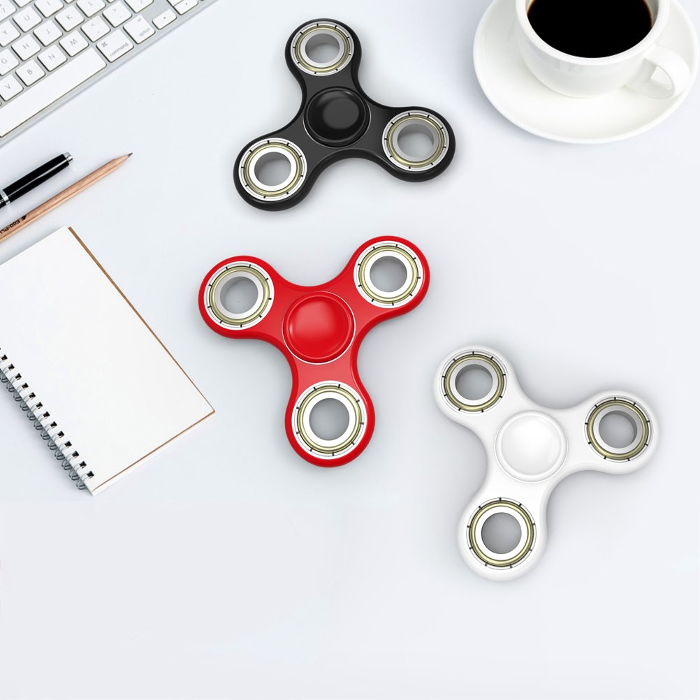 Tri-Spinner Fidget Plastic Spinner,AOPETIO EDC Hand Puzzels for ADHD Autism Anxiety Boredom (White)
