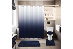 BAAHRNOM Bathroom Sets with Shower Curtain and Rugs （Waterproof Shower Curtains Bathroom Rugs Toilet Rug Toilet Lid Cover） Shower Curtain Set for Luxury Bathroom Decor