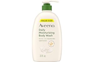 Aveeno Daily Moisturizing Body Wash for Women and Men for Dry & Sensitive Skin, Paraben, Soap & Dye-Free, Gentle Shower Cleanser, Dermatologist Recommended Brand, Lightly Scented, 33 Fl Oz