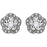 Gemondo USA 925 Sterling Silver Moonstone & Marcasite Classic Floral Stud Earrings