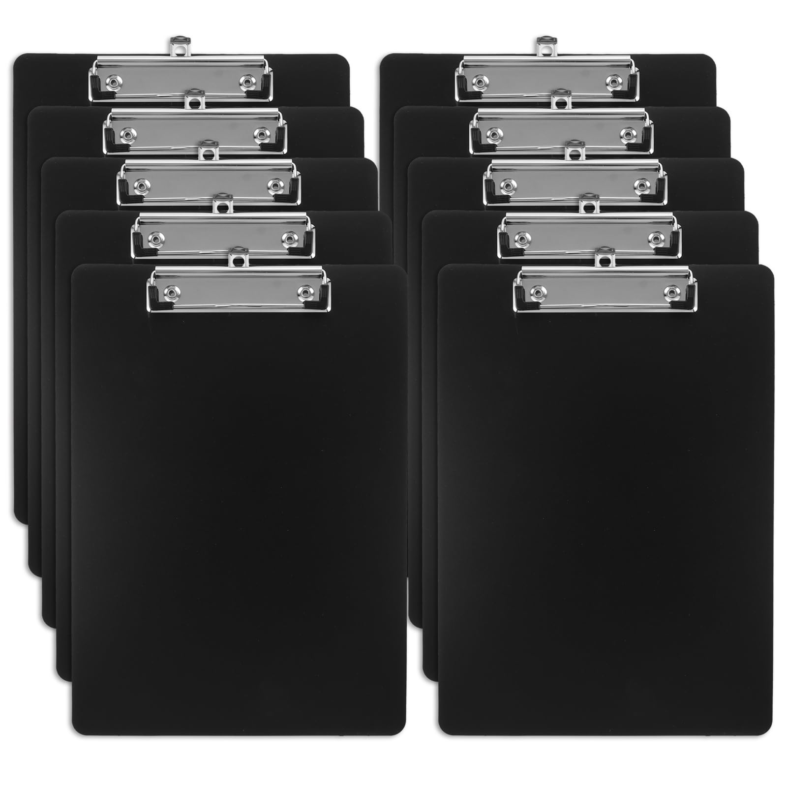 AKOLAFE 10 Pack Clipboard A4 Hardboard Clipboards with Pen Loop and Retractable Hanging Clip, Black Clip Boards A4 Plastic Clipboard for School Office File Paper Organization, 22x31cm