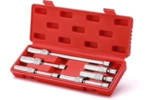 EMENTOL 6PCS 3/8" Drive Magnetic Swivel Spark Plug Socket Set, 12 Point, CR-V, Extension Sockets, Includes 9/16-inch, 5/8-inch, 13/16-inch, 14mm Sockets