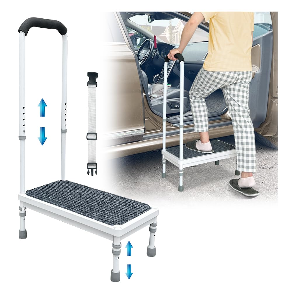 Photo 1 of Medical Step Stool with Handle for Elderly Seniors SUV Car Steps 400lb Stepping Stool Adults Ramps with Handrails Height Adjustable Rv Steps Wide Platform Safety Handicap Mobility Assist Devices