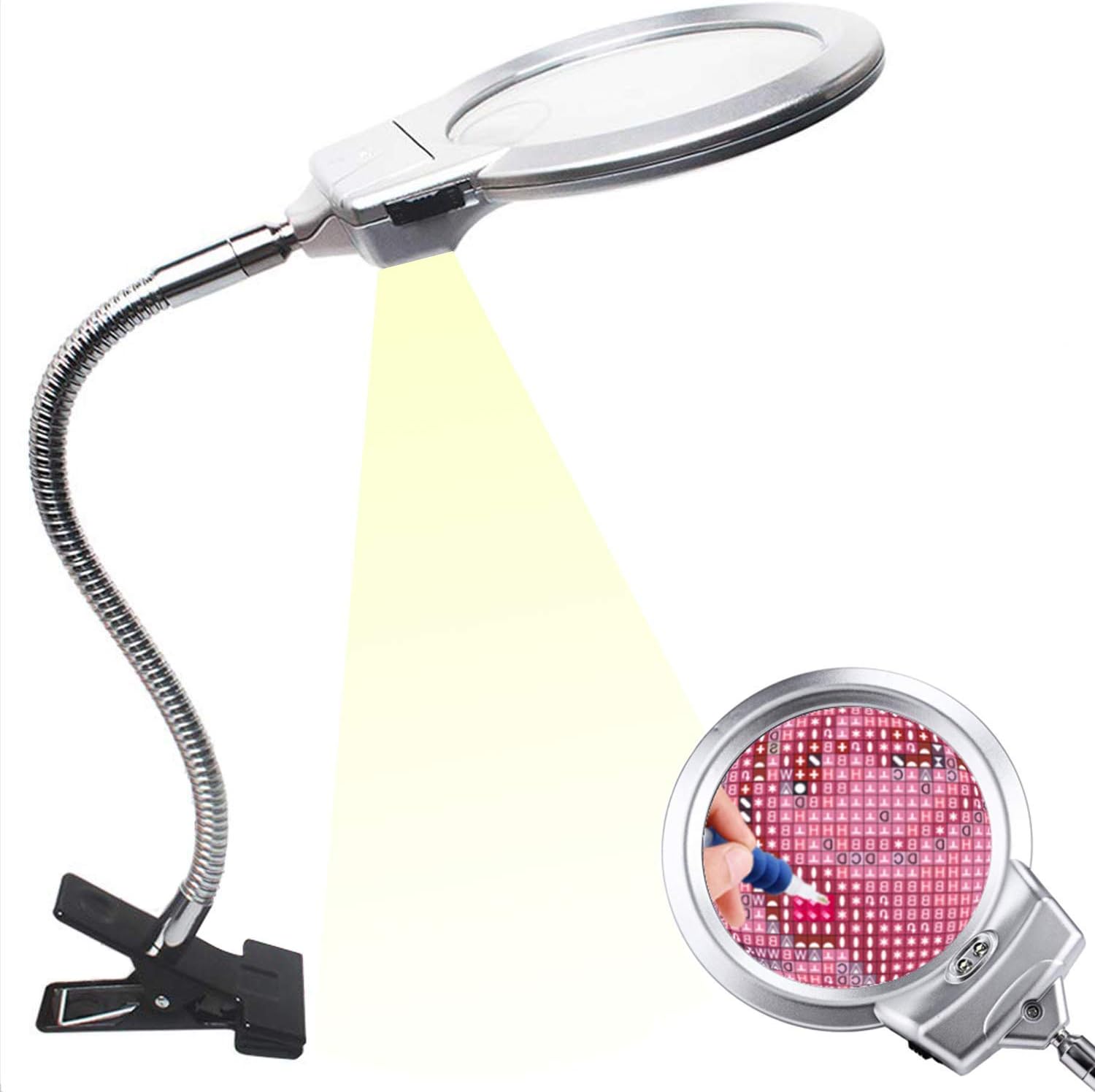YPDF 5D Diamond Painting Magnifying Tools 4X & 6X Magnifier LED Light