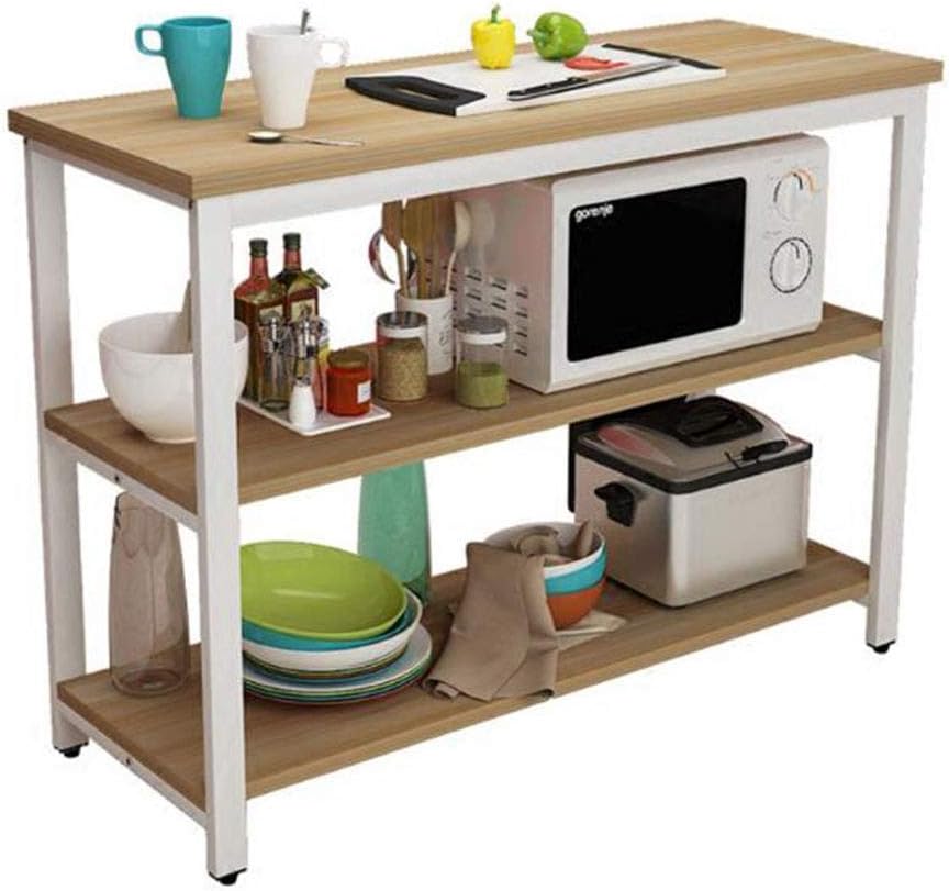 Living Room Furniture Microwave Oven Shelf 3 Tier Kitchen Table Workstation Freestanding Unit Corner Shelves Storage Organization Rack, MDF Wooden and Steel LIUNA (Color : C1, Size : 90CM)