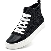 Xraehni Women's Men’s Fashion Sneakers High Top Lace Up Shoes for Women Men Breathable Flying Woven Mesh Sneakers Casual Outdoor Sport Running Walking Shoes