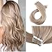 Moresoo 18 Inch Remy Human Hair Extensions Tape in Hair Ash Blonde Color #18 Seamless Skin Weft Invisible Adhesive Hair Extensions 40pcs/100g