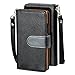 SOJITEK Nokia Lumia 730 735 Premium Two Tone Series Black Color Leather Wallet Case with Stand/ Removable Strap, Card & Money Pockets, ID Window Slots Pouches/ Smart Magnetic Reversible Flap