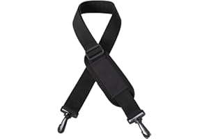 Replacement Shoulder Strap: 63" Adjustable Non-Slip Padded Bag Strap with Plastic Hooks for Laptop Bag, Messenger Bag, Crossb