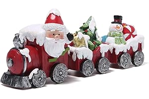 Hodao Christmas Decorations Indoor Home Decor Christmas Small Train Figurines Winter for Table Top Centerpiece Fireplace Decor Cute Christmas Train Decoration Gift (red Train)