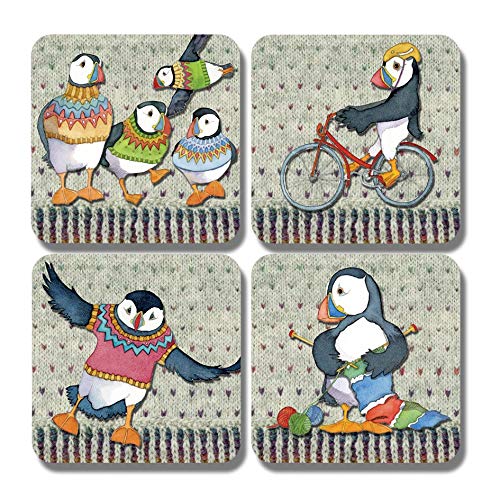 Emma Ball"Woolly Puffins" Coasters - Set of 4
