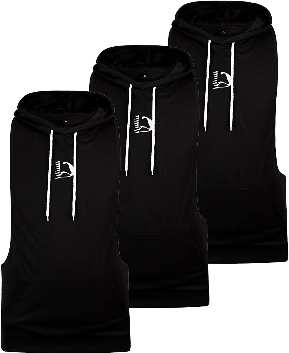 HASIDING Mens Sleeveless Hoodie Gym Tank Tops Bodybuilding Gym Hoodie Tee