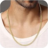 Jikasi Silver Chain for Men Stainless Steel Men's Necklaces Chain Cool Diamond Cut Cuban Link Chain for Men Hip-Hop Jewelry 4mm/6mm 17/18/20/22/24/26 Inches