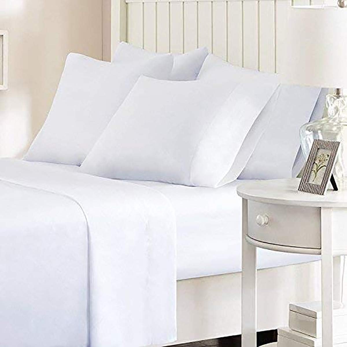 Bed Trendz Plain Twin (90"x90") Size Bedsheet with 2 Pillow Cover- White