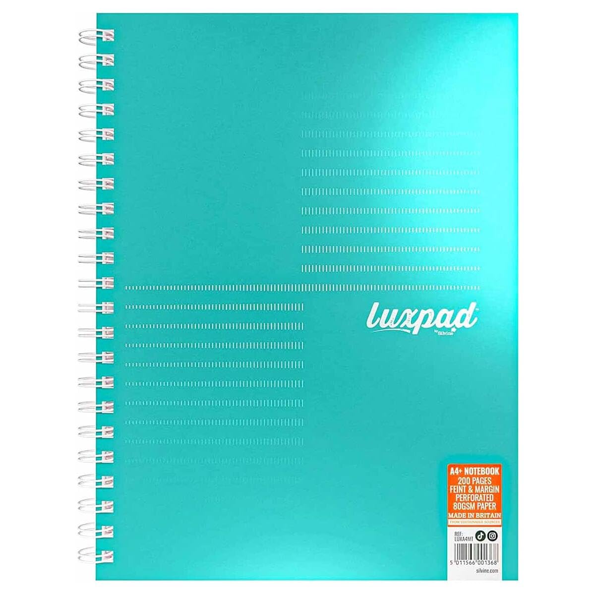 Silvine Luxpad Metallic A4 FSC Wirebound Notebook - Lined (200 Pages)