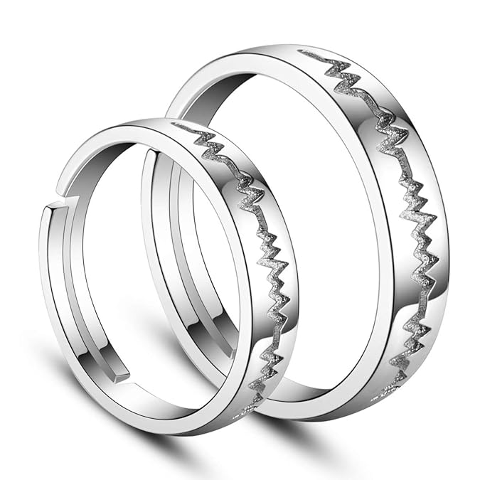 SHEGRACE Hochzeit Band Ringe 1 Paar Sterling Silber Einstellbare Ringe Partner Ringe Freundschaft Ringe Geschenk für Paar, Fr