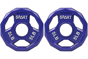 SPART Color Coded Weight Plate 2-Inch Cast Iron Tri-Grip Plate for Barbell,Solid Cast Iron Olympic Weight Plates for Strength Training, Weightlifting, Crossfit, 2.5/5/10/15/25/35/45LB, Single/Pair/Set