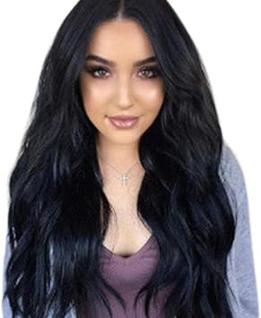 Amazon Co Jp ヘアウィッグロングカーリーヘアウィッグウェーブウィッグミディアムレングス人工毛髪フルウィッグ女性用耐熱繊維 カラー ブラック スポーツ アウトドア