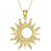 LWXIE Diamond Sun Necklace for Women 925 Sterling Silver Sun and Moon Necklace with Lab Grown Diamond Jewelry Gifts