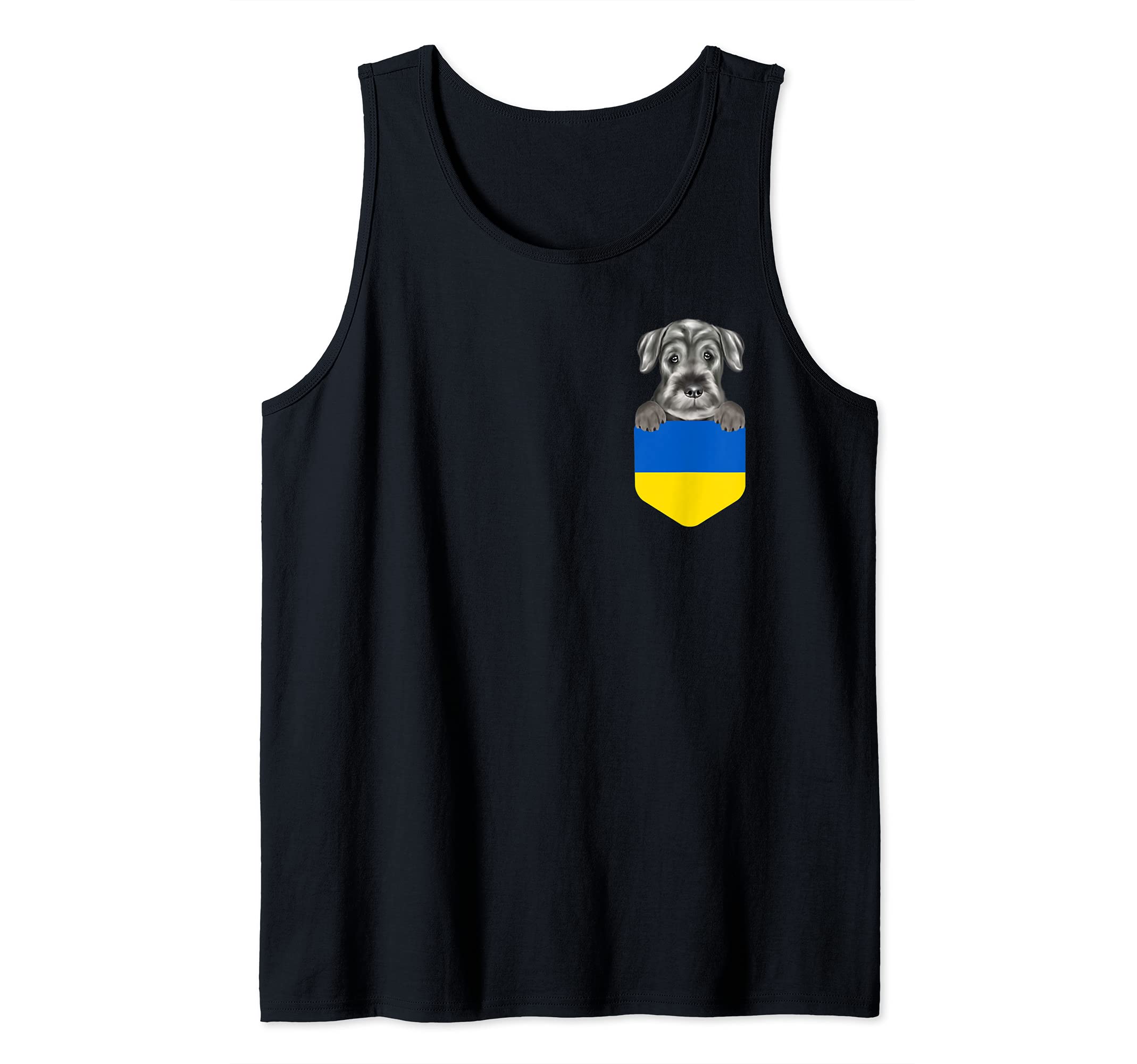 Ukraine Flag Standard Schnauzer Dog In Pocket Tank Top