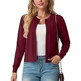 GRECERELLE Women's Long Sleeve Open Front Lightweight Knit Cropped Cardigan Sweater Shrugs, S-2XL