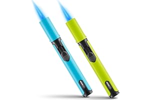 Urgrette Spring Colors 2 Pack Butane Torch Lighter, 6-inch Jet Flame Butane Lighter Refillable Pen Lighter for Grill BBQ Camping (Gas Not Included) Aqua Blue & Lime Green