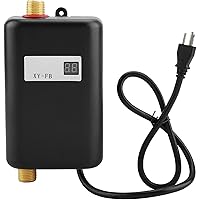 Water Heater, 110V 3000W Mini Electric Tankless Hot Water Heater Kitchen Washing US Plug for G1/2" Water Pipe(Black)