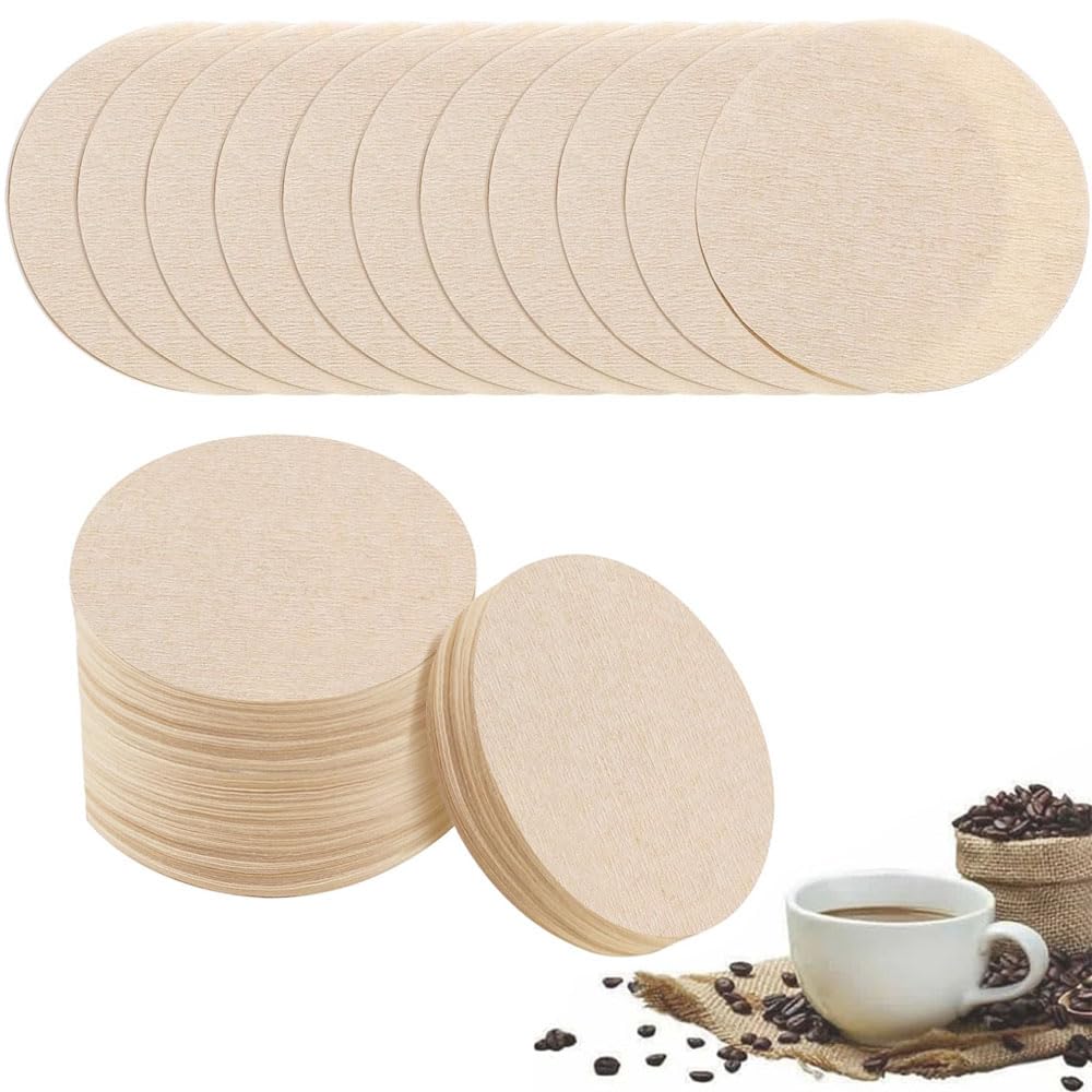 600 PCS Unbleached Natural Paper,6.4 x6.4 cm Natural Round Filter Papers, 64 x 64mm Coffee Filters Round Replacement Compatible with Aerobie Aeropress Coffee and Espresso Makers - (Brown)