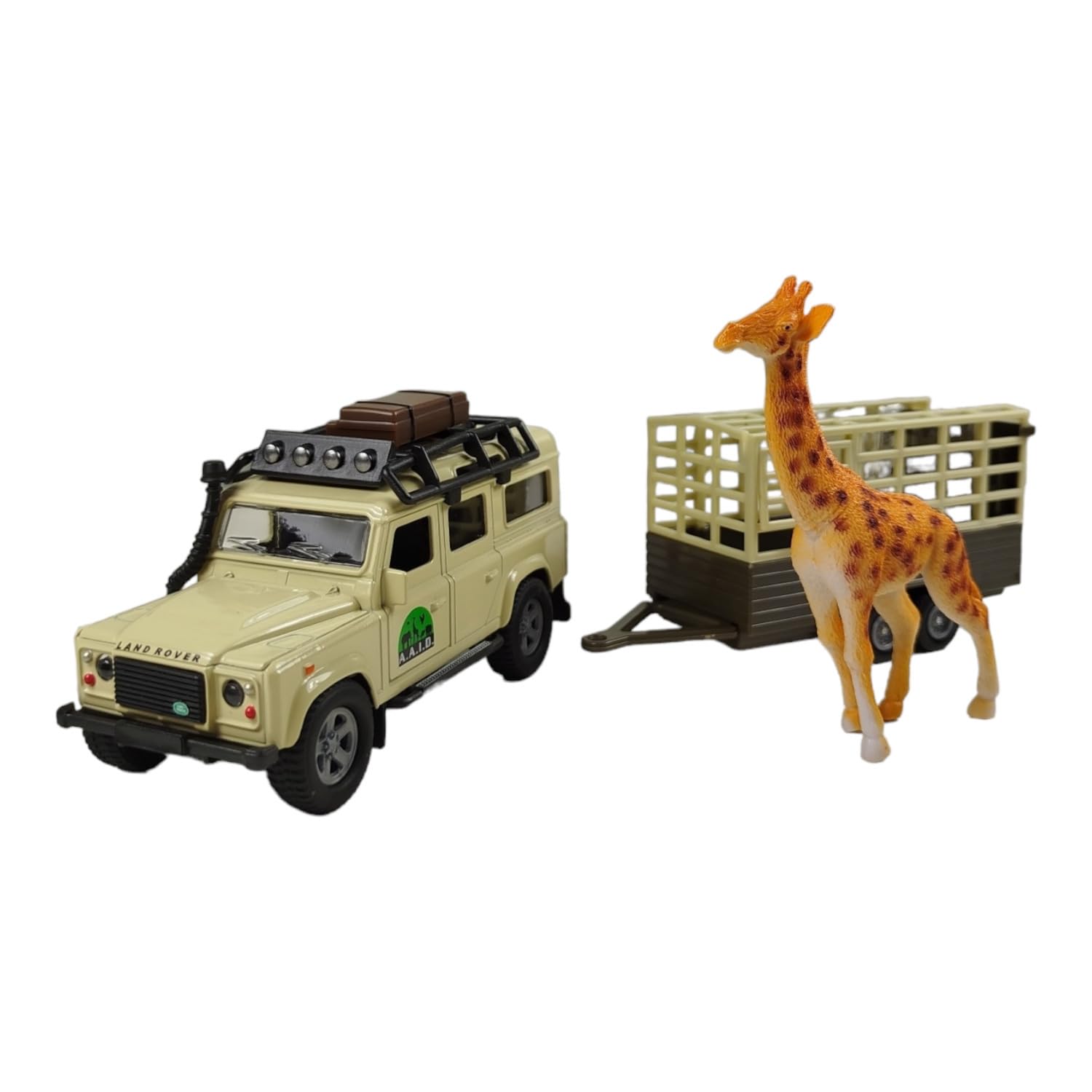 Kids Globe Van Manen Traffic Die Cast 'Landrover Defender' (Pull Back, Giraffe Pendant) - 521723