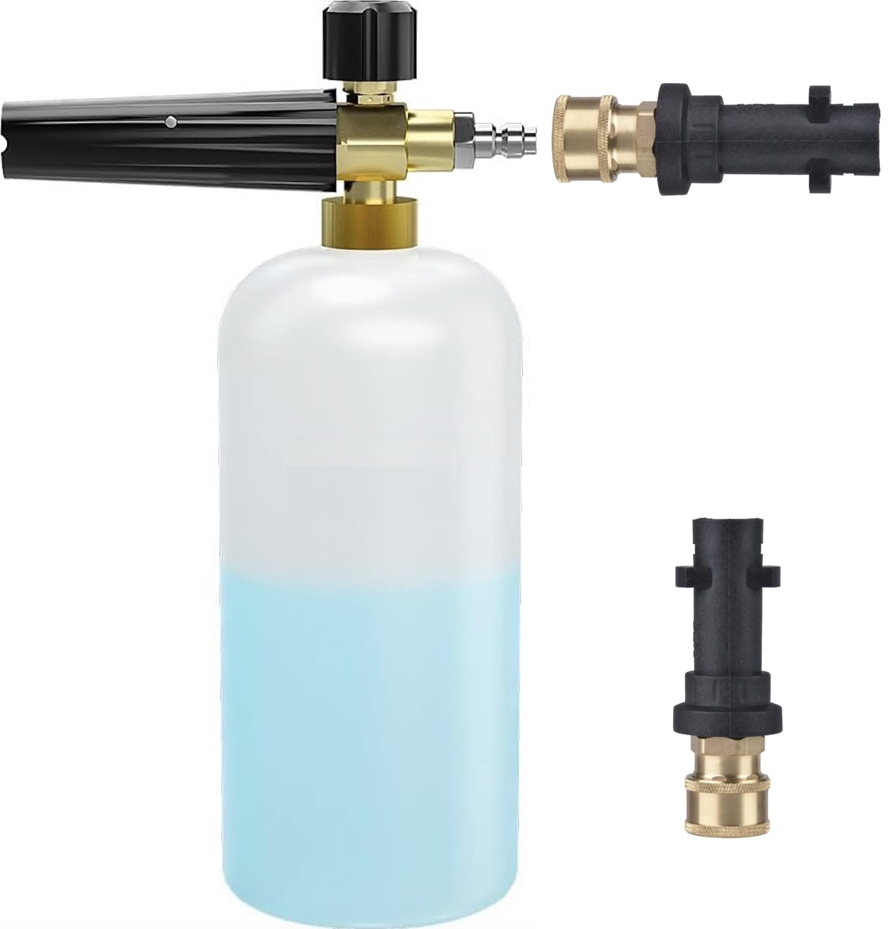 YUET Snow Foam Gun Lance Cannon Pressure Washer 1 L Jet Bottle Adjustable Soap Generator Dispenser Foamer Hose Compatible with 1/4" Quick Connector Sprayer Nozzle for Karcher K2 K3 K4 K5 K6 K7 Kärcher