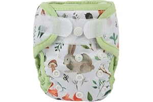 SIGZAGOR Newborn Baby Cloth Diaper Cover Nappy Hook and Loop (Wolf Rabbit)
