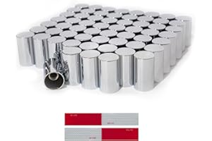 WAITTON 60Pcs 33mm Lug Nut Covers Chrome, Semi Trucks Lug Nut Covers ABS Plastic Anti-Rust Screw-on Easy to Install, Nut Caps for Semi Trucks Trailer