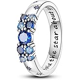 Hapour 925 Sterling Silver Ring for Women Teen Stackable Eternity Cute Band Rings with CZ Stones Size 6-9