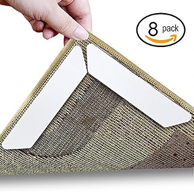 Rug Gripper, Home Non Slip Sticker Carpet Pad With Anti Curling, Multi Purpose Reusuable Nano Gel Pads for Office Kitchen Bathroom, 8Pcs