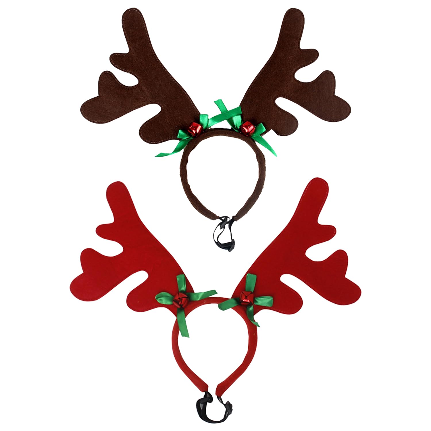 Bohue 2 Pieces Dog Christmas Reindeer Antlers Headband Elk Reindeer Antler Headband Puppy Xmas Antlers Headwear Christmas Pet Antlers Headbands for Christmas Pet Party