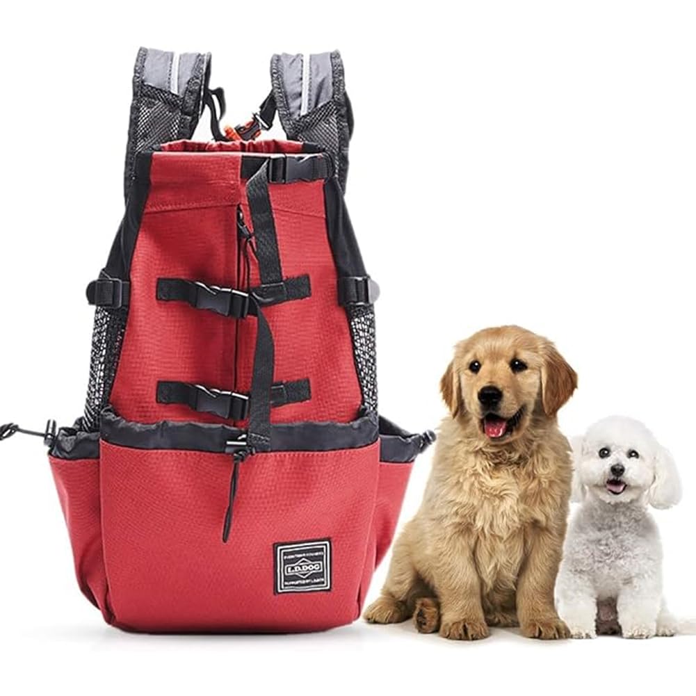 Woolala Light Weight Pet Carrier Backpack for Small and Medium Dogs, Veterinarian Approved Safe Bag for Travel - Easy Take Space Saving - Red XL