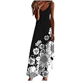 Summer Dresses for Women 2025 Beach Vacation Sexy Spaghetti Strap v Neck Sun Dress Flowy Maxi Long Sundresses Trendy