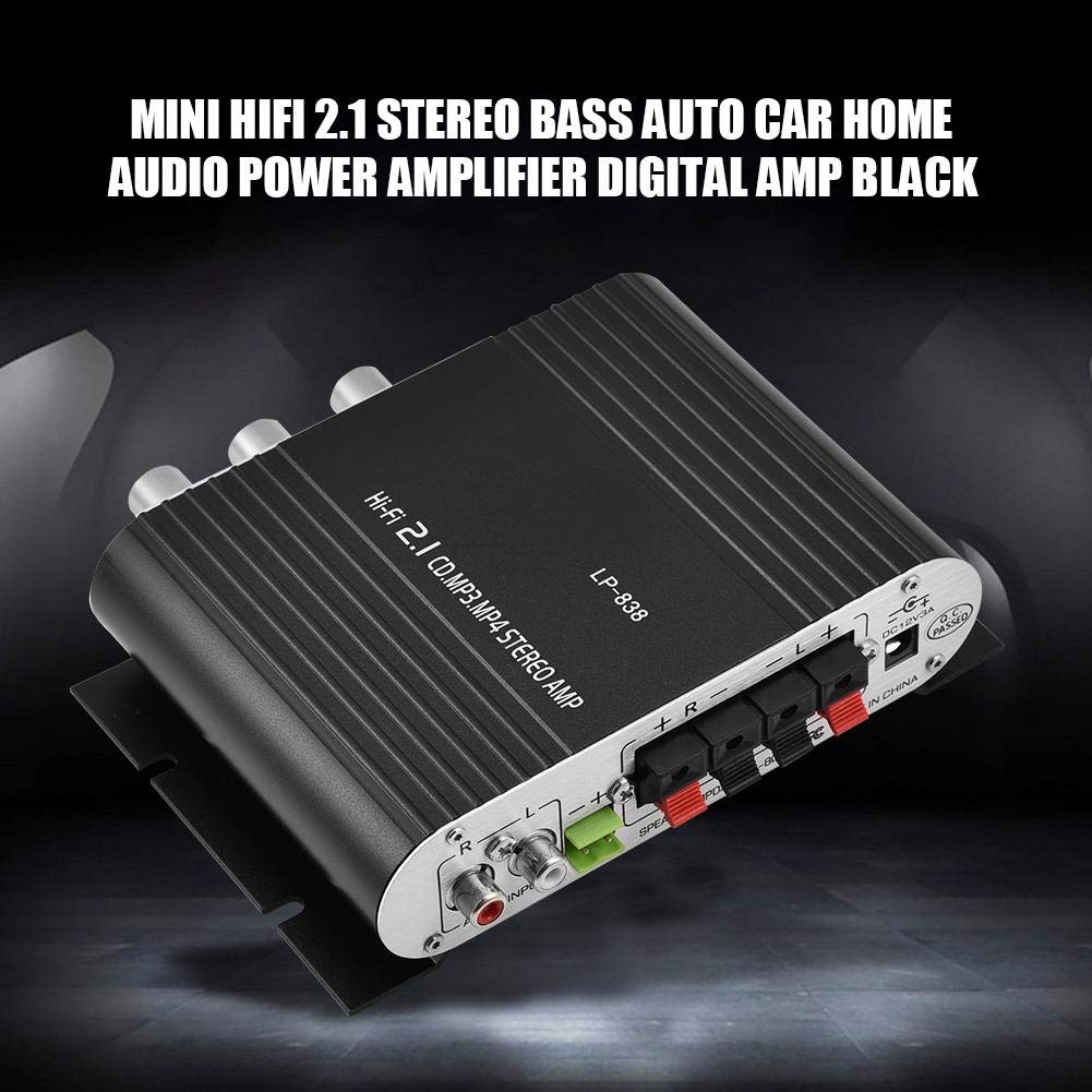 Amplificatore Auto/Casa LP-838 2.1 Canali | Mini Amplificatore HiFi 15Wx2+20W, Lega Alluminio