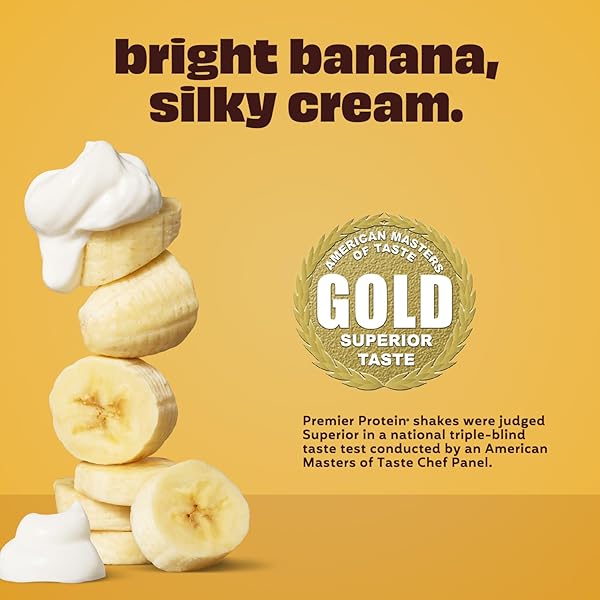 PREMIER PROTEIN SHAKE, BANANAS & CREAM, 30G PROTEIN, NO ADDED SUGAR, 24 VITAMINS & MINERALS TO SUPPORT IMMUNE HEALTH, 11.5 FL OZ, 12 PACK