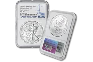 MINT STATE GOLD 2024-(W) 1 oz American Silver Eagle Coin MS-70 (Early Releases - Struck at West Point Mint) $1 NGC MS70