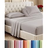 Flex Top Split Head King 4 Piece Sheet Set - Soft &amp; Breathable - Light Grey | Cooling Bed Sheets Set, Hotel Luxury Bedding for Women &amp; Men with Deep Pockets, Wrinkle Free &amp; Fade Resistant, Oeko-Tex