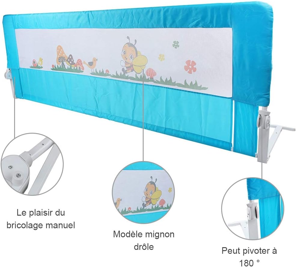 Cocoarm Barriere De Lit Enfant Barriere De Lit De Securite Barriere De Lit Pliable Barriere De Securite Lit Enfant Anti Falling Lit Avec Boucle Verrouillable Pour Protection De Bebe Tou Barrieres De Lit