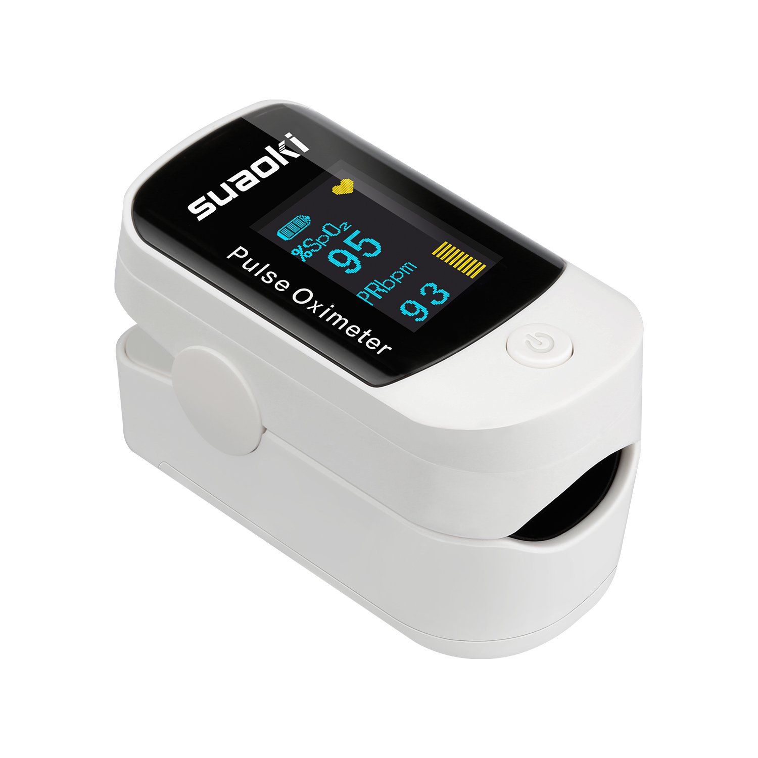 Suaoki Pulsioxímetro de Dedo Oxímetro Digital Alarma Pitido Pantalla OLED Medidor de