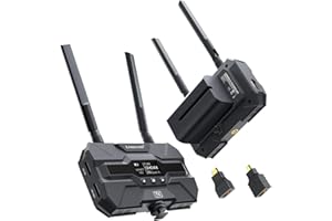 Lemorele Wireless Video Transmission System with 2 * 4400 mAh Batteries, HDMI Loopout Wireless Video Transmitter and Receiver with OLED Screen Suitable for Photography, Videography, Cinematography