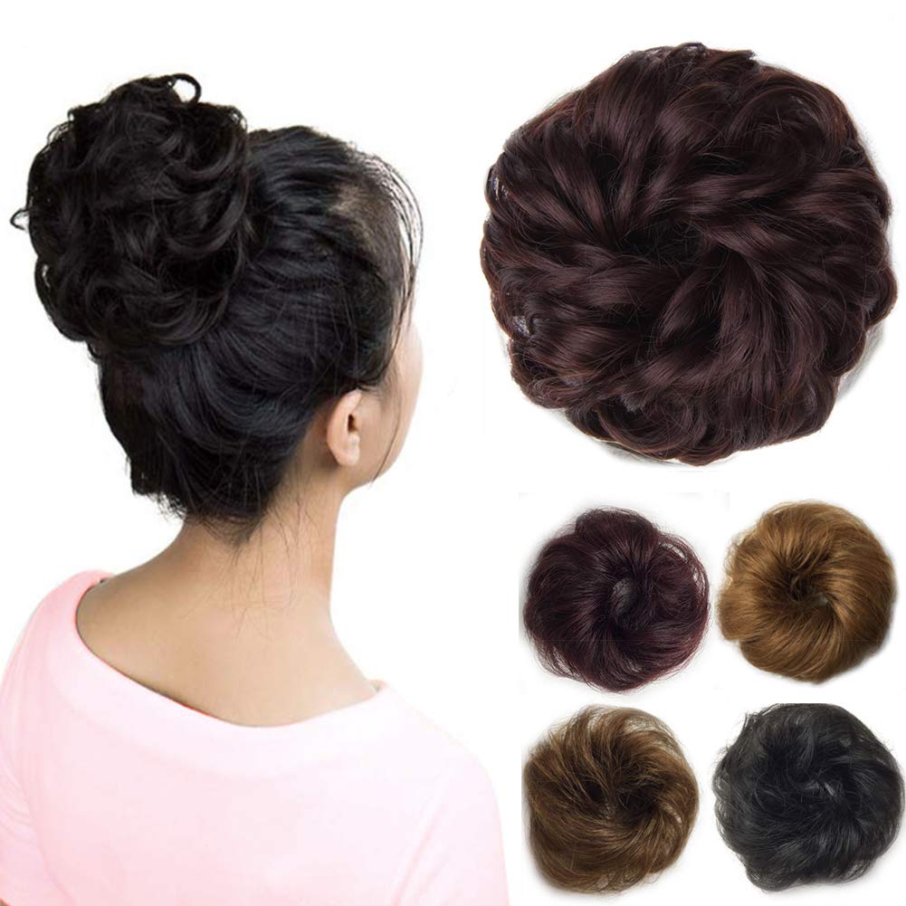 Wine Red Vowinlle 100 Remy Human Hair Bun Extensions Wine Red