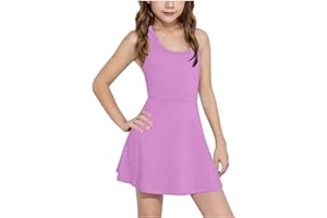 Girl's Sleeveless Tennis Dress A Line Cotton School Sports Workout Tank Dresses Teens Athletic Breathe Clothes